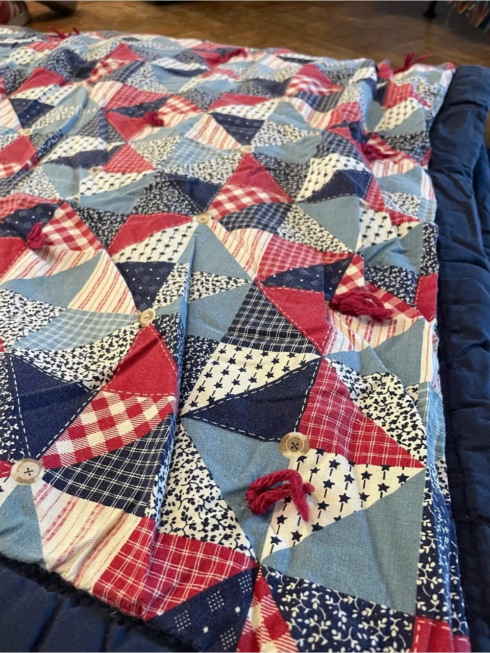 Vintage Handmade Faux Patchwork Quilt / Blanket - Cottage core!